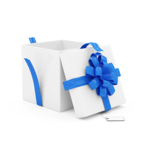 Gift Box opened w blue ribbon